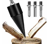 ZPYXBH Heavy Duty Log Splitter Drill Bit, Firewood Wood Splitter Drill Bit, 4Pcs Log Kindling Wood Splitting Drills Bits Set, Electric Hammer Drill Screw Cone Driver with Round Hex Square Shank,50mm
