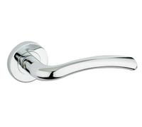 ZPZ010CP - Assisi Round Rose Lever Door Handles - Zoo Hardware Collection - Screw On Rose - Polished Chrome