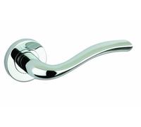 ZPZ050SC - Siena Round Rose Lever Door Handles - Zoo Hardware Collection - Screw On Rose - Satin Chrome