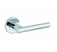 ZPZ090CP - Lucca Round Rose Lever Door Handles - Zoo Hardware Collection - Screw On Rose - Polished Chrome