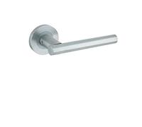 ZPZ090SC - Lucca Round Rose Lever Door Handles - Zoo Hardware Collection - Screw On Rose - Satin Chrome