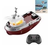 ZPZGOG Remote Control Boat, 1:32 2.4Ghz Waterproof Mini RC Tugboat with Light, Rechargeable Electric Toys for Kids Boys Girls