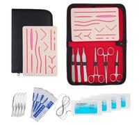ZQ Corp.Suture Practice Pad for Students Reusable Silicone Training Skin with Pre-Cut 14 Wounds Deluxe Suture Kit with Practice Pad Stainless Steel Instruments kit