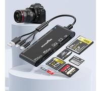 ZQ-CR Card 7-in-1 USB USB-C+Lightning Memory Card Adapter for MS/XD/CF/SD，USB3.0 Multi Card Adapter for Windows, Mac, iOS, Android，Plug and Play Read/Write 5Gbps for iPhone/iPad/MacBook/Samsung/PC