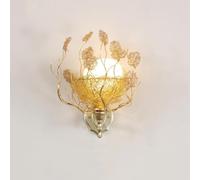 ZQBHK Bird Nest Wall Sconce Light Aluminum Wire Shade Hand Woven Wall Lamp Bird Accent Lighting Farmhouse Gold Wall Lights Metal Sconces Wall Lighting White Glass 1 Light for Restaurant