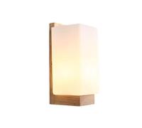 ZQBHK creative wall lamp japanese style e27 bedroom wooden wall lights wall sconce lighting indoor fixtures with white glass lampshade for living room hallway corridor