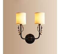 ZQBHK double head all bronze antler wall sconce lighting fixture,fabric art deer horn wall mounted lamp vintage 2-lights american style wall lights for bedroom bedsides hallway