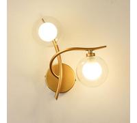ZQBHK gold double head wall lamp symmetrical e27 wall sconce industrial glass wall lights for tv bedside bedroom wall mounted lighting fixture(right)