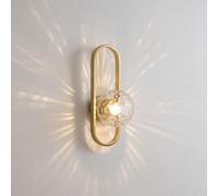 ZQBHK gold wall sconces lighting, e27 single head wall lamp fixture with dia 5.9in clear glass shade, vintage wall mounted lights for indoor mirror, living room, hallway, bedroom