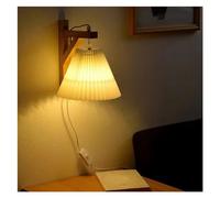 ZQBHK japan style wooden wall lamp - no wiring button pleated light compatible with bedroom study room aisle,luxury