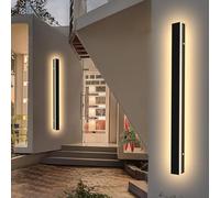 ZQBHK LED Garden Wall Lights Dimmable Outdoor Garden Wall Light with Remote Control Ip65 Waterproof Black Sconce Long Strip Exterior Lights Fixture Linear LED Acrylic Wall Lighting for Patio Porch(42