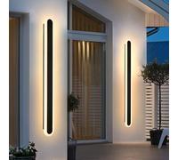 ZQBHK LED Wall Lighting Fixture Rectangular Black Porch Light Wall Acrylic IP65 3000K Linear Exterior Wall Sconce,Long Strip Outdoor Wall Sconce & Wall Lights , for Garage Patio Background Decor(2 Pac