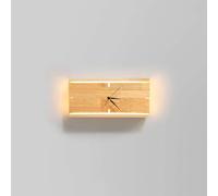 ZQBHK led wall lights nordic style round/rectangle clock wooden ultra-thin wall sconce fixture, flush mount acrylic lampshade indoor wall lamp for living room bedroom bedside hallway lighting
