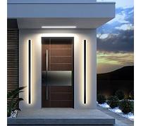 ZQBHK Light Wall Acrylic Wall Lights,Long Strip Outdoor Wall Sconce, LED Wall Lighting Fixture Rectangular Black Porch IP65 3000K Linear Exterior Wall Sconce for Garage Patio Background Decor(2 Pac