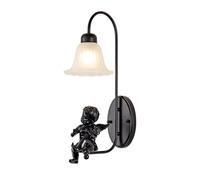 ZQBHK Mid Century Black Frosted Milk Glass Shade Angel Decor Kitchen Light Fixture Vintage Industrial Rustic Wall Mounted Lamp for Bedroom Living Room Hallway Farmhouse