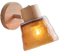 ZQBHK small wall lights with glass shade japanese wooden wall mount lamp bedroom bedside wall fixture,luxury