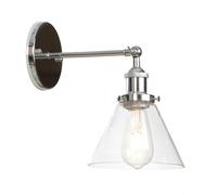 ZQBHK Vintage Industrial Wall Sconce, Adjustable Swing Arm Wall Lighting Fixtures with Funnel Clear Glass Shade, Vanity Lamps Bathroom Wall Mount Light(Color:A)