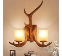 ZQBHK wall lamp 2-lights rustic v-intage candle lamp american country retro resin antler wall sconce resin wall light fixture loft cafe bar lantern,luxury