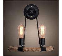 ZQBHK wall lamp - retro sconce lighting fixture industrial metal hemp rope e27 double head 2 light wall hanging lighting,luxury