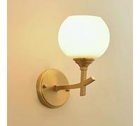 ZQBHK Wall Sconces, Bedroom Glass Wall Light Retro Brass Wall Sconces with White Globe Shade Wall Lamps, E27 Candle Holder Decorative Lighting Fixture, Farmhouse Bedside Lamp