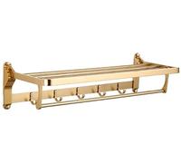 ZQDMYT Wall Mounted Towel Rack Easy to Install，Antique Brass Bath Towel Rack Double Towel Shelf Bathroom Accessories Towel Bar，Gold