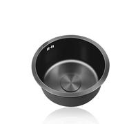 ZQFHSX 304 Stainless Steel Mini Round Kitchen Sink, Black Nano Sink with Overflow, Undermount/Topmount Design for Campervans & Restaurants - Single Bowl (Ø 42cm)