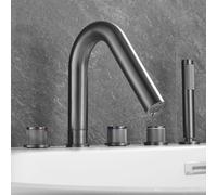 ZQFHSX 5 Hole Bath Tap Set 360° Rotating Mixer with Handheld Shower Dual Mode Deck Mount Faucet Modern Bathroom Fixture for Luxury Spa Experience