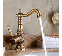 ZQFHSX Antique Brass Kitchen Faucet Swivel Spout Single Handle Mixer for Sink Hot & Cold Water Elegant Design Easy Installation Stylish Home Upgrade