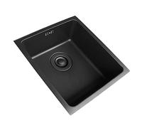 ZQFHSX Black Kitchen Sink 304 Stainless Steel Durable Single Bowl with Drainer Kit Brushed Finish Small Options for Kitchen, Bar, Campervan