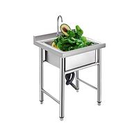 ZQFHSX Commercial Handmade Sink 304 Stainless Steel Kitchen 1 Compartment Utility for Farmhouse Cafe Shop Hospital