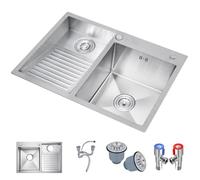 ZQFHSX Double Bowl Kitchen Sink Bathroom Sinks With Washboard Large 304 Stainless Steel Laundry Multifunctional Bar Drainage Component (Color : Silver-a, Size 90x48x21cm)