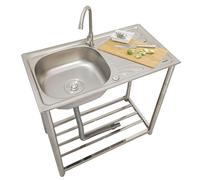 ZQFHSX Free Standing Kitchen Sink 1 Compartment with Tap Worktop Utility Catering Unit for Room Garage Basement