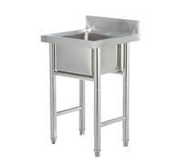 ZQFHSX Kitchen Sink 304 Stainless Steel 1 Compartment Silver 50/60cm Utility with Faucet for Indoor Outdoor Restaurant Laundry Garage