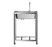 ZQFHSX Kitchen Utility Sink Stainless Steel Single Bowl Freestanding Outdoor with Drain Fitting Commercial For Garden Indoor Restaurants, Easy To Clean (48 * 35 * 78cm/19 * 13.8 * 30.7in)