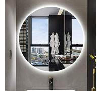 ZQFHSX LED Bathroom Mirror Without Frame WallMounted Vanity with AntiFog Temperature Display Warm & Cool White Lights for Sink and Makeup.