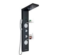 ZQFHSX Multifunction LCD Shower Panel Set LED Digital Faucet Column with Spa Jets & Shelf Modern Bathroom Upgrade (Nickel 6001)