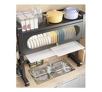 ZQFHSX Over Sink Dish Drying Rack with Top Cabinet Drip Tray, 3 Tier Large Drainer for Kitchen, Height Adjustable Above Shelf, Counter Storage Organizer Utensil Holder, Knife Holder
