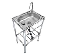 ZQFHSX Portable Kitchen Sink, Outdoor Sink Single Bowl, Freestanding Stainless Steel Utility with Tap and Drain, for Garage/Laundry/Restaurant/Room (38×33cm)