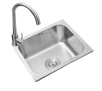 ZQFHSX Rectangular Kitchen Sink, Stainless Steel Sink Commercial Restaurant Portable with Faucet for Outdoor Indoor, Laundry, Backyard, Easy to Install (38×32×18.5cm)