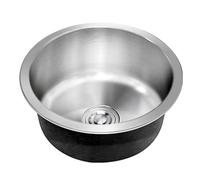 ZQFHSX Round Kitchen Bar Sink With Drain Sets, Stainless Steel Silver Sink, Drop In Wet Prep Workstation Thickened Panel, Anti-overflow Hole, For Undermount(45x45x19cm)