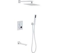 ZQFHSX Shower Set Temperature Display Faucet Concealed Mixer with Brass Hand and 25 cm Rainfall Head (Contain Rough-in Valve Body Trim),Matt