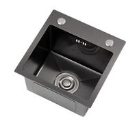 ZQFHSX Single Bowl Mini Sink With Siphon Drain Basket Small Size Kitchen Practical Dishwashing Basin For Pantry Studio Bar 3mm Stainless Steel Panel (Color : Black, 30 * 45 22cm)