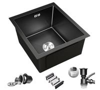 ZQFHSX Single Bowl Sink with Drain Basket Stainless Steel Utility Small Space RV Kitchen Versatile Essentials Restaurant Tea Room Dishwashing Sink(38X30X21.5cm)