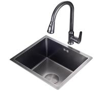 ZQFHSX Single Bowl Stainless Steel Small Size Sink Bar Counter Commercial Home Mini Pool Under-the-counter Dishwashing Basin (Color : Black, 32 * 21cm)