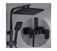 ZQFHSX Smart LED tatic Shower System Touch Control Wall-Mounted Set Square Rainfall Faucet Black Bathroom Mixer Tap Hot & Cold Water (Hot and Cold-07)