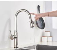 ZQFHSX Smart Touch Control Kitchen Faucet with Pull Down Sprayer Brushed Nickel Stainless Steel Induction Mixer Tap for Sink Black B Innovate Modern & Efficient Design