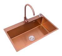 ZQFHSX Stainless Steel Kitchen Bar Sink with Big Bend Faucet Single Bowl Dishwashing Pool (53x43x21cm) Durable Modern Design for Home and Restaurant Use