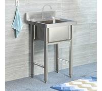 ZQFHSX Stainless Steel Single Bowl Kitchen Sink with Faucet Free Standing Utility for Garage Laundry Outdoor