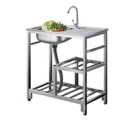 ZQFHSX Stainless Steel Sinks Freestanding Kitchen Outdoor General Commercial with Right Workbench,Durable and wear-Resistant,Suitable for Hotel,Restaurant,Bar (76x40x83cm)