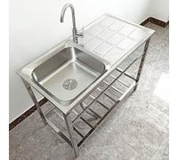 ZQFHSX Stainless Steel Utili Sink with Faucet Single Basin Commercial Kitchen Easy to Install & Clean Ideal for Ga Laundry Outdoor Use